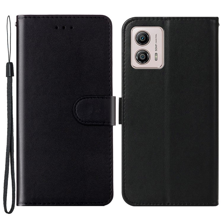 B40 For Motorola Moto G73 5G Smartphone Cover Wallet Stand Anti-Dust PU Leather+TPU Cell Phone Case - Black