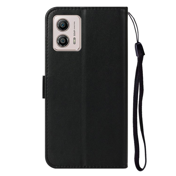 B40 For Motorola Moto G73 5G Smartphone Cover Wallet Stand Anti-Dust PU Leather+TPU Cell Phone Case - Black