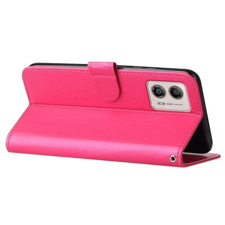 B40 For Motorola Moto G73 5G Smartphone Cover Wallet Stand Anti-Dust PU Leather+TPU Cell Phone Case - Rose