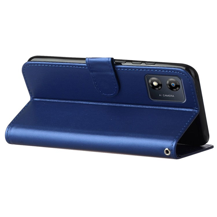 B40 For Motorola Moto E13 4G Wallet Smartphone Case Stand Phone Cover PU Leather+TPU Phone Shell - Blue