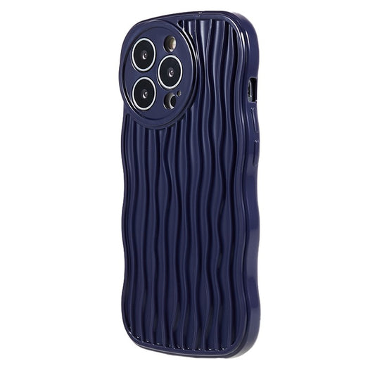Wavy Edge Phone Case for iPhone 14 Pro , Flexible TPU Anti-drop Phone Cover - Dark Purple