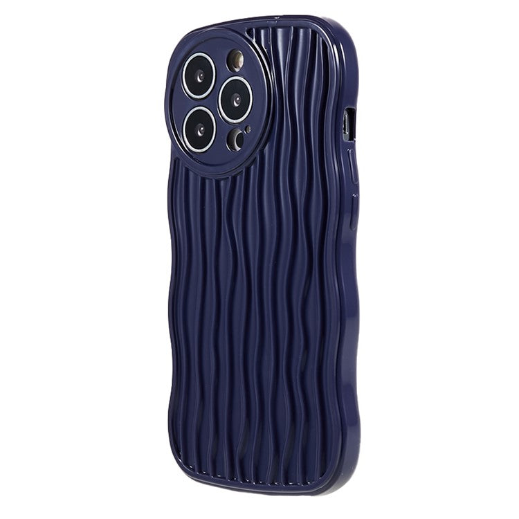 Wavy Edge Phone Case for iPhone 14 Pro , Flexible TPU Anti-drop Phone Cover - Dark Purple