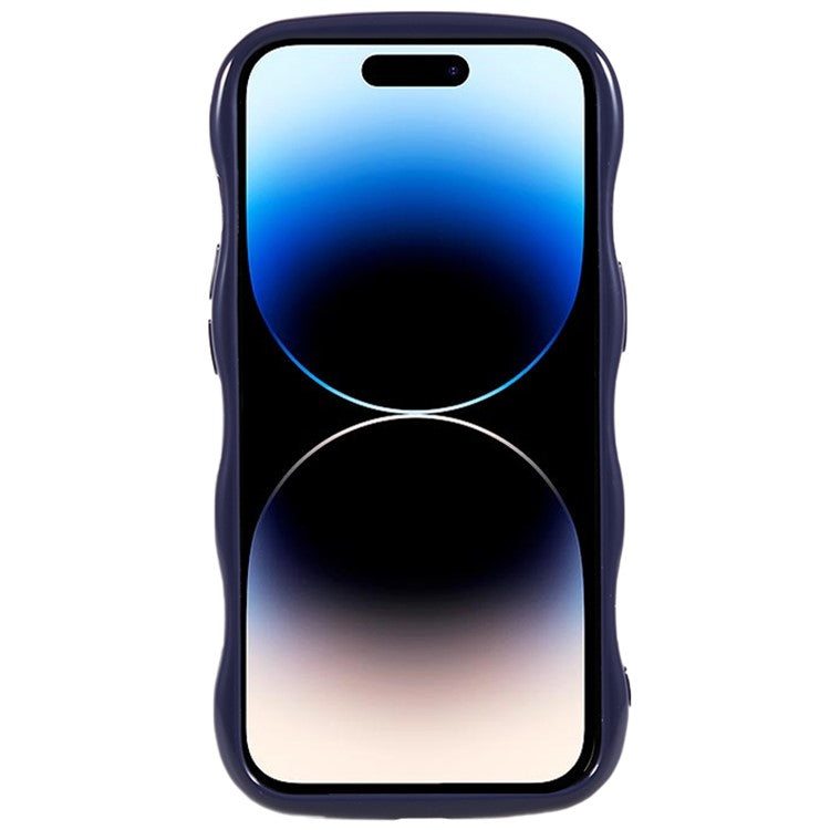 Wavy Edge Phone Case for iPhone 14 Pro , Flexible TPU Anti-drop Phone Cover - Dark Purple
