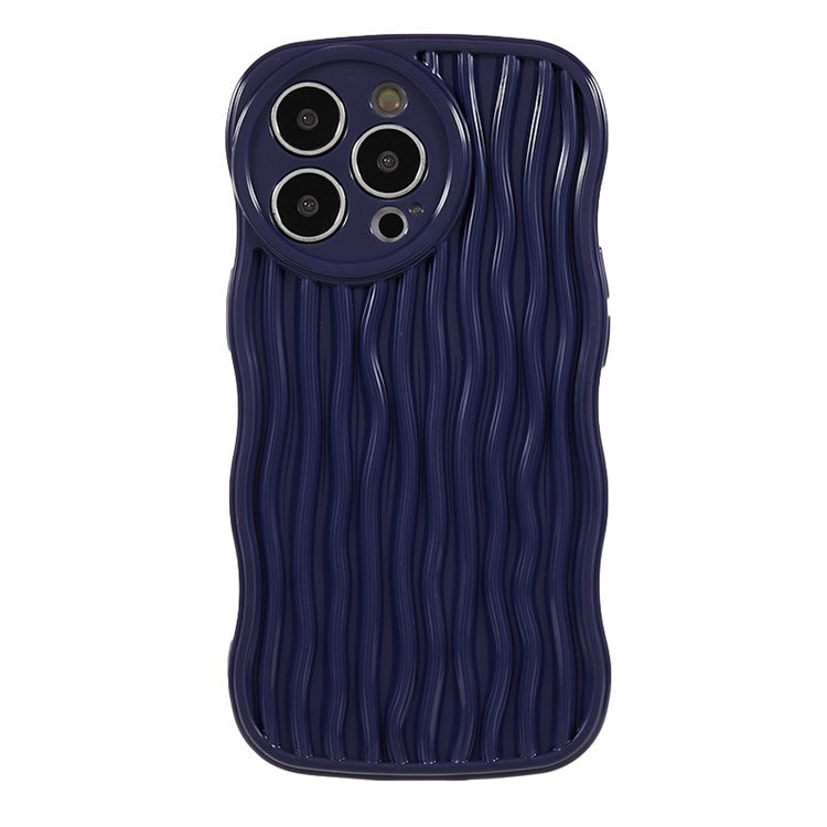 Wavy Edge Phone Case for iPhone 14 Pro , Flexible TPU Anti-drop Phone Cover - Dark Purple