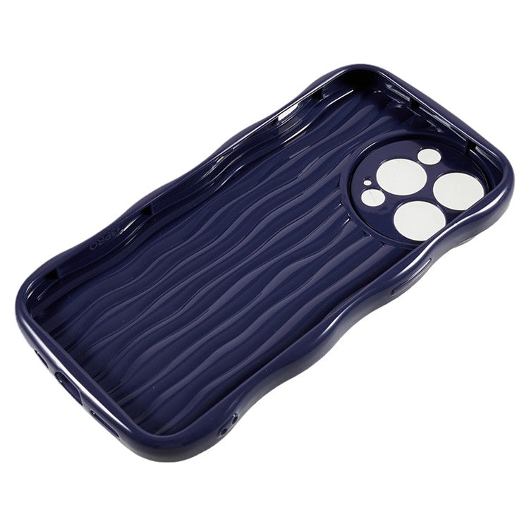 Wavy Edge Phone Case for iPhone 14 Pro , Flexible TPU Anti-drop Phone Cover - Dark Purple