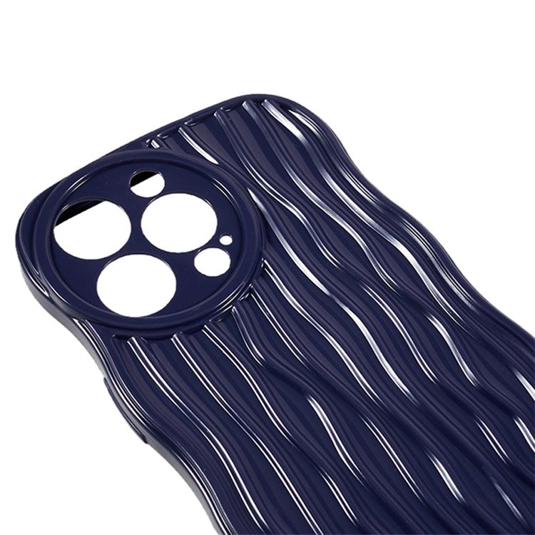 Wavy Edge Phone Case for iPhone 14 Pro , Flexible TPU Anti-drop Phone Cover - Dark Purple