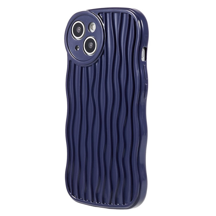 Phone Case for iPhone 14 Plus Anti-Fall Soft TPU Protective Cover Wavy Edge Phone Shell - Dark Purple