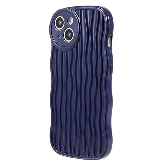 Phone Case for iPhone 14 Plus Anti-Fall Soft TPU Protective Cover Wavy Edge Phone Shell - Dark Purple