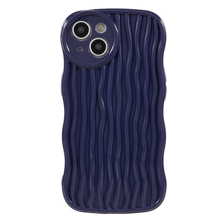 Phone Case for iPhone 14 Plus Anti-Fall Soft TPU Protective Cover Wavy Edge Phone Shell - Dark Purple