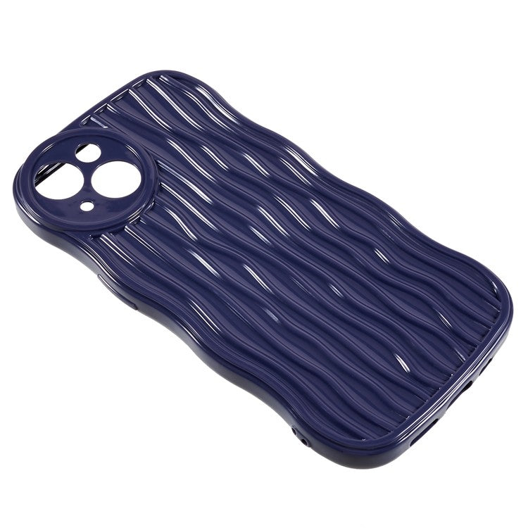 Phone Case for iPhone 14 Plus Anti-Fall Soft TPU Protective Cover Wavy Edge Phone Shell - Dark Purple