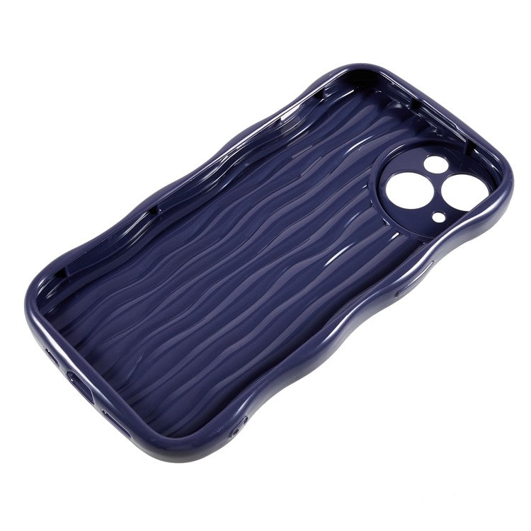 Phone Case for iPhone 14 Plus Anti-Fall Soft TPU Protective Cover Wavy Edge Phone Shell - Dark Purple