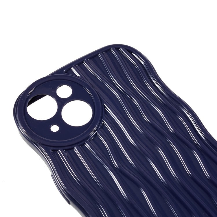 Phone Case for iPhone 14 Plus Anti-Fall Soft TPU Protective Cover Wavy Edge Phone Shell - Dark Purple