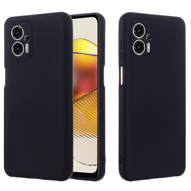 Smartphone Cover for Motorola Moto G13 4G / G23 4G , Liquid Silicone Soft Lining Case with Strap - Black