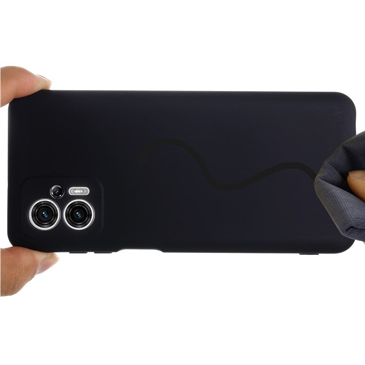 Smartphone Cover for Motorola Moto G13 4G / G23 4G , Liquid Silicone Soft Lining Case with Strap - Black