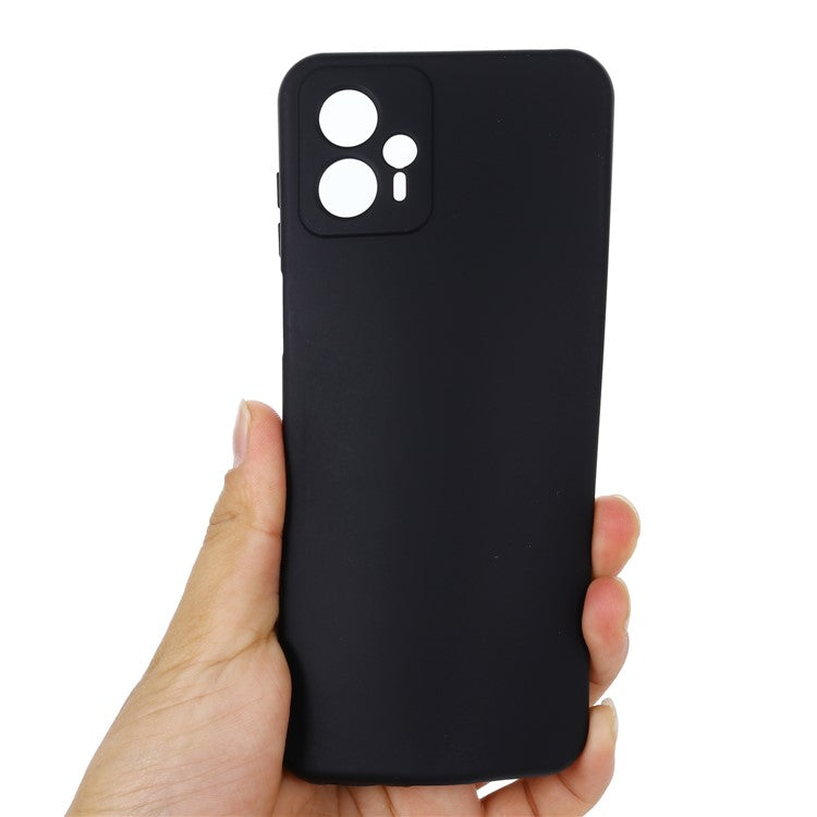 Smartphone Cover for Motorola Moto G13 4G / G23 4G , Liquid Silicone Soft Lining Case with Strap - Black
