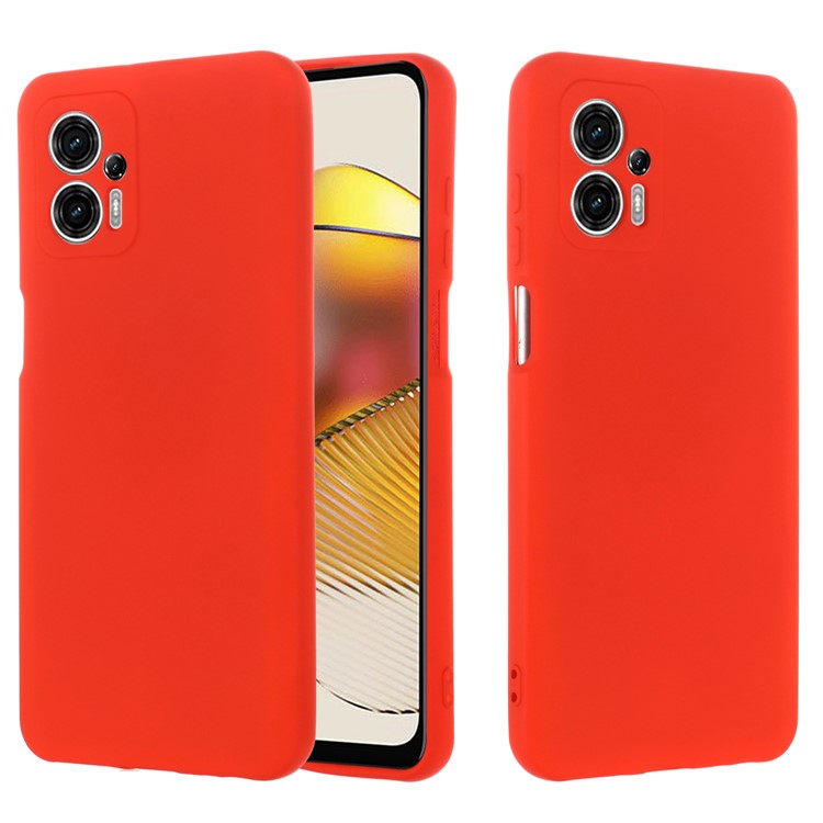 Smartphone Cover for Motorola Moto G13 4G / G23 4G , Liquid Silicone Soft Lining Case with Strap - Red