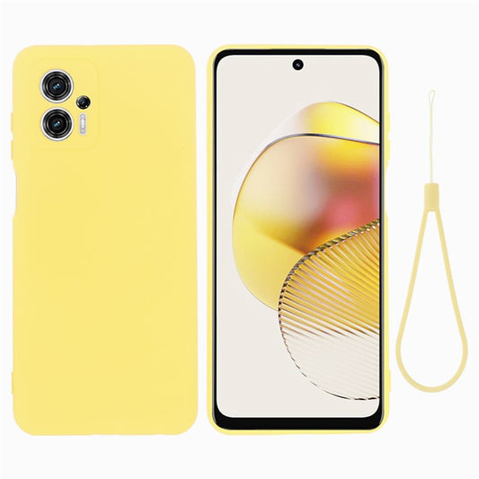 Smartphone Cover for Motorola Moto G13 4G / G23 4G , Liquid Silicone Soft Lining Case with Strap - Yellow