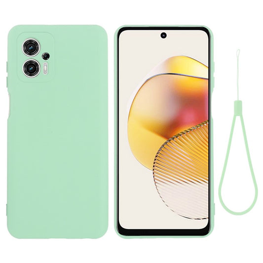 Smartphone Cover for Motorola Moto G13 4G / G23 4G , Liquid Silicone Soft Lining Case with Strap - Green