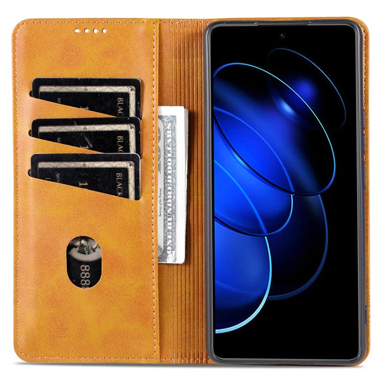 AZNS For Honor 80 GT 5G PU Leather Phone Case Wallet Foldable Stand Smartphone Cover - Brown