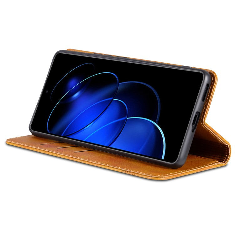AZNS For Honor 80 GT 5G PU Leather Phone Case Wallet Foldable Stand Smartphone Cover - Brown