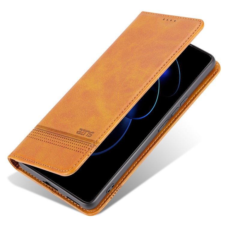 AZNS For Honor 80 GT 5G PU Leather Phone Case Wallet Foldable Stand Smartphone Cover - Brown