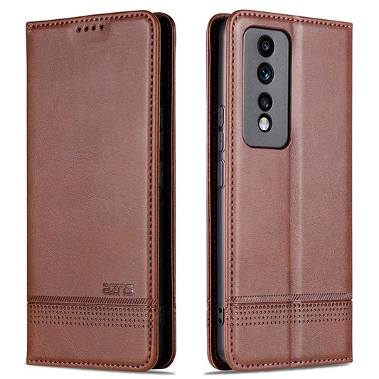 AZNS For Honor 80 GT 5G PU Leather Phone Case Wallet Foldable Stand Smartphone Cover - Coffee