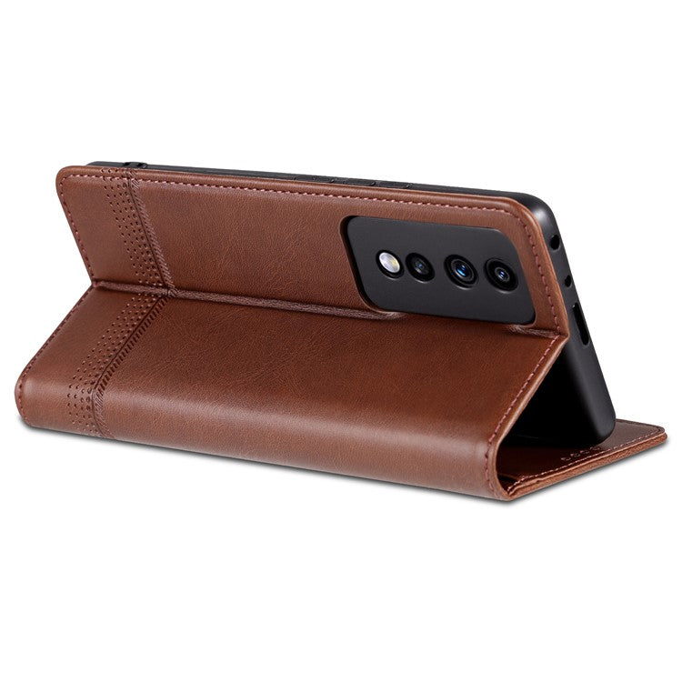 AZNS For Honor 80 GT 5G PU Leather Phone Case Wallet Foldable Stand Smartphone Cover - Coffee