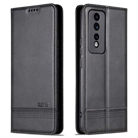 AZNS For Honor 80 GT 5G PU Leather Phone Case Wallet Foldable Stand Smartphone Cover - Black