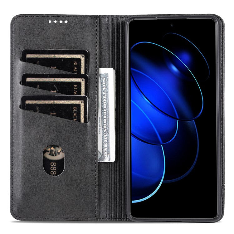 AZNS For Honor 80 GT 5G PU Leather Phone Case Wallet Foldable Stand Smartphone Cover - Black