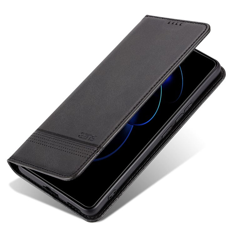 AZNS For Honor 80 GT 5G PU Leather Phone Case Wallet Foldable Stand Smartphone Cover - Black