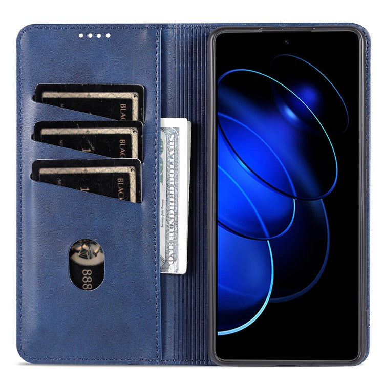 AZNS For Honor 80 GT 5G PU Leather Phone Case Wallet Foldable Stand Smartphone Cover - Blue
