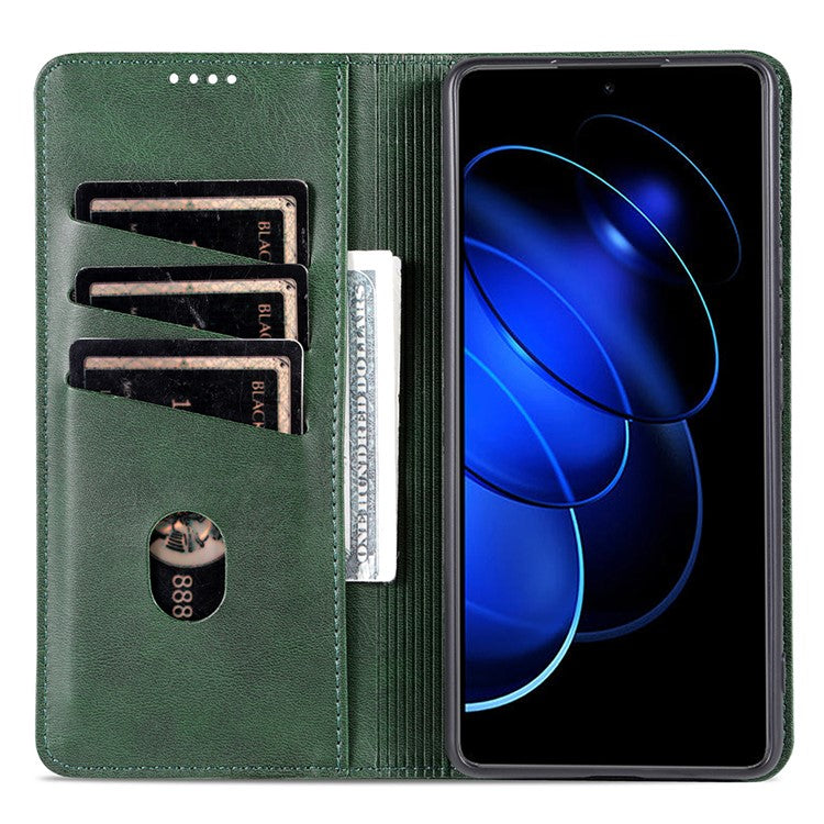 AZNS For Honor 80 GT 5G PU Leather Phone Case Wallet Foldable Stand Smartphone Cover - Green