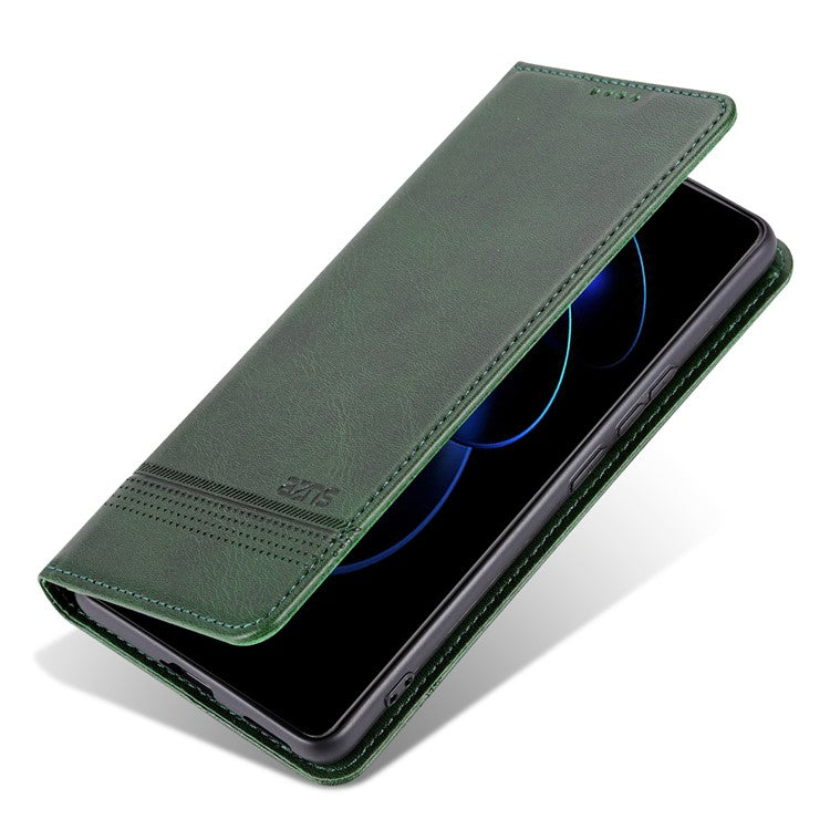 AZNS For Honor 80 GT 5G PU Leather Phone Case Wallet Foldable Stand Smartphone Cover - Green