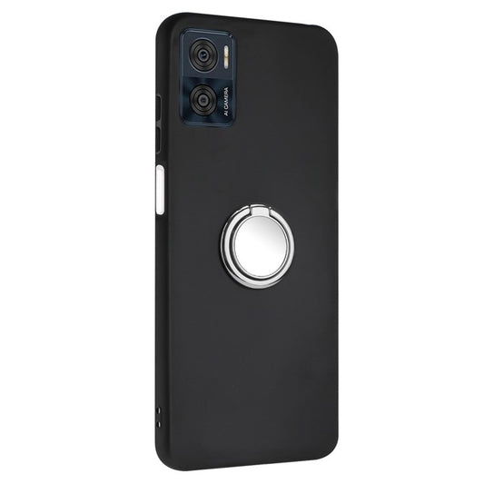 Ring Kickstand Matte Cover for Motorola Moto E22 4G / E22i 4G TPU Phone Case Support Car Magnet Mount - Silver