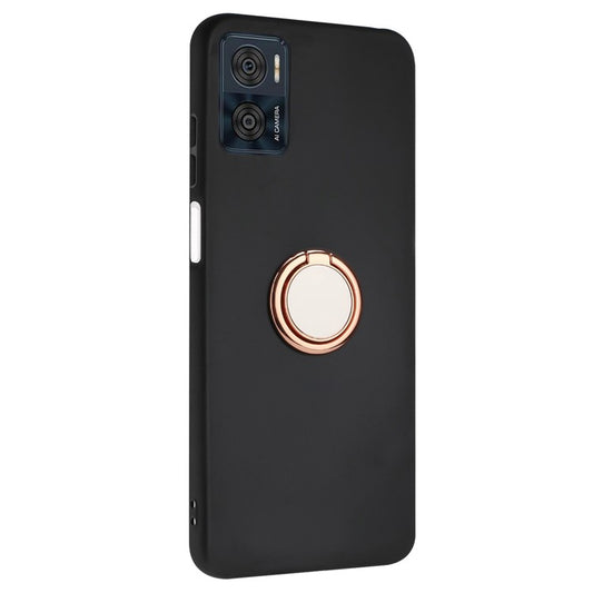Ring Kickstand Matte Cover for Motorola Moto E22 4G / E22i 4G TPU Phone Case Support Car Magnet Mount - Rose Gold