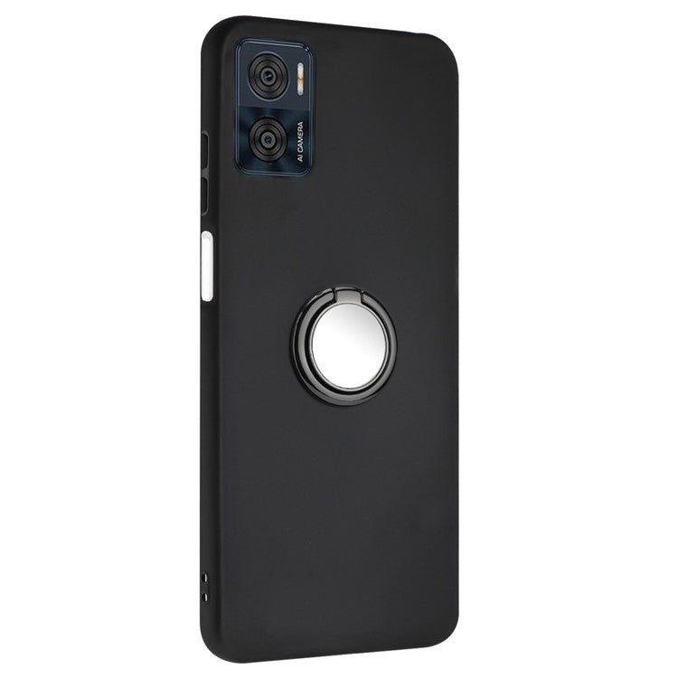 Ring Kickstand Matte Cover for Motorola Moto E22 4G / E22i 4G TPU Phone Case Support Car Magnet Mount - Black