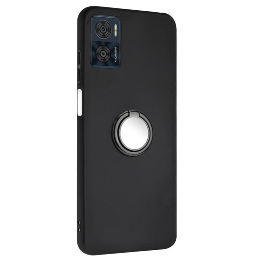Ring Kickstand Matte Cover for Motorola Moto E22 4G / E22i 4G TPU Phone Case Support Car Magnet Mount - Black