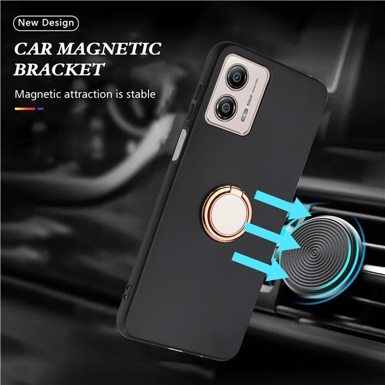 TPU Cover for Motorola Moto G53 5G / G23 4G / G13 4G Matte Phone Protector Case with Ring Kickstand - Rose Gold
