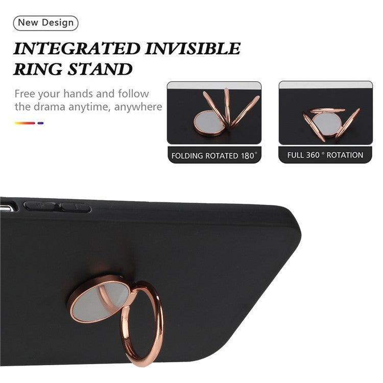 TPU Cover for Motorola Moto G53 5G / G23 4G / G13 4G Matte Phone Protector Case with Ring Kickstand - Rose Gold