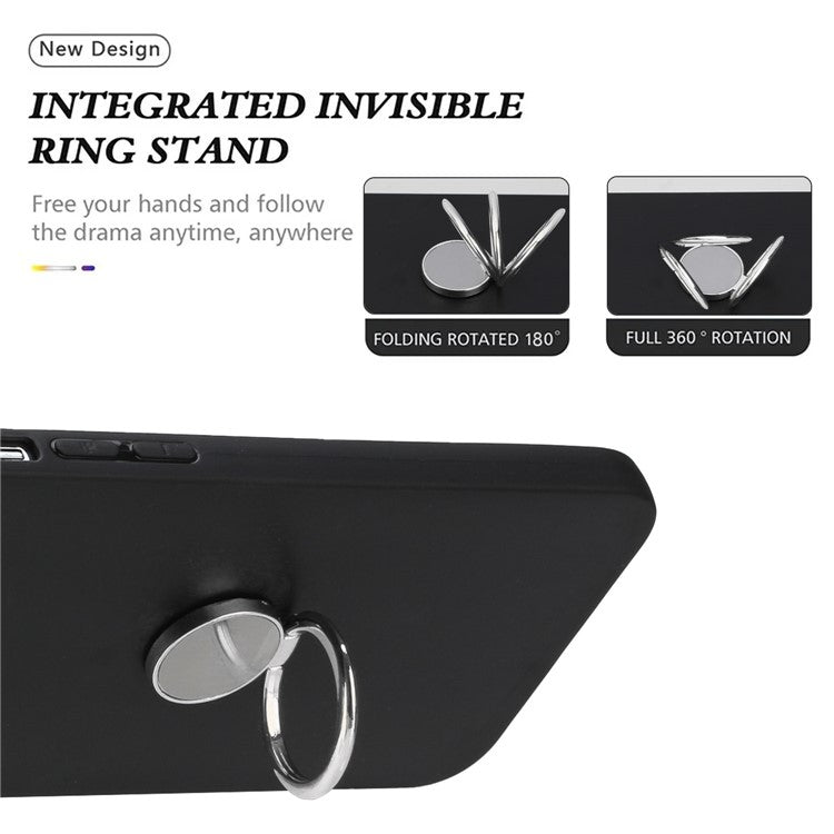 TPU Cover for Motorola Moto G53 5G / G23 4G / G13 4G Matte Phone Protector Case with Ring Kickstand - Silver