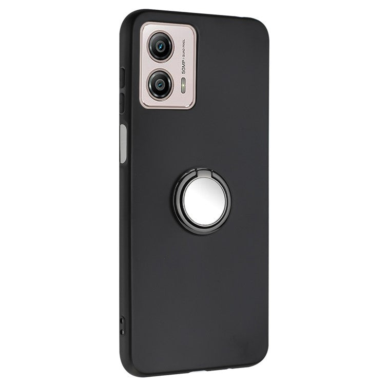 TPU Cover for Motorola Moto G53 5G / G23 4G / G13 4G Matte Phone Protector Case with Ring Kickstand - Black