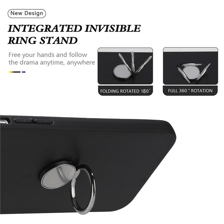 TPU Cover for Motorola Moto G53 5G / G23 4G / G13 4G Matte Phone Protector Case with Ring Kickstand - Black