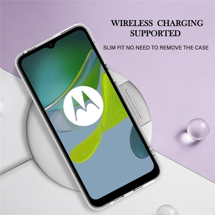 TPU Phone Case for Motorola Moto E13 4G , YB IMD Series-16 Style E Marble Pattern 2.0mm Electroplating IMD Phone Cover - Green