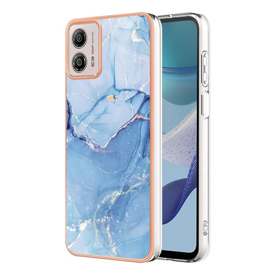 YB IMD Series-16 Style E Phone Case For Motorola Moto G53 5G / G23 4G / G13 4G IMD Marble Pattern 2.0mm TPU Cover - Blue