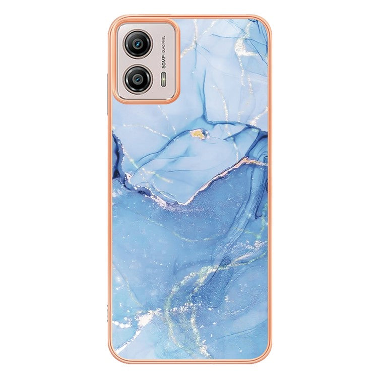 YB IMD Series-16 Style E Phone Case For Motorola Moto G53 5G / G23 4G / G13 4G IMD Marble Pattern 2.0mm TPU Cover - Blue
