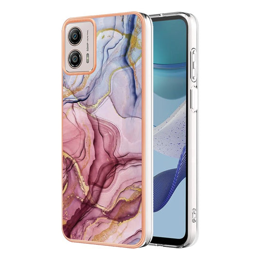 YB IMD Series-16 Style E Phone Case For Motorola Moto G53 5G / G23 4G / G13 4G IMD Marble Pattern 2.0mm TPU Cover - Rose Gold