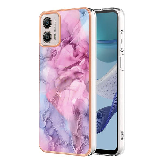 YB IMD Series-16 Style E Phone Case For Motorola Moto G53 5G / G23 4G / G13 4G IMD Marble Pattern 2.0mm TPU Cover - Rose
