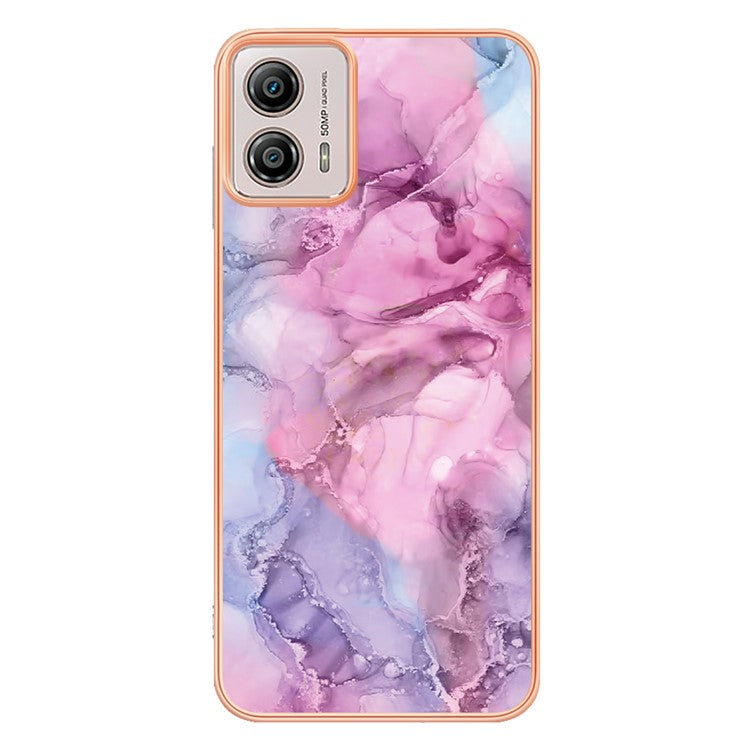 YB IMD Series-16 Style E Phone Case For Motorola Moto G53 5G / G23 4G / G13 4G IMD Marble Pattern 2.0mm TPU Cover - Rose
