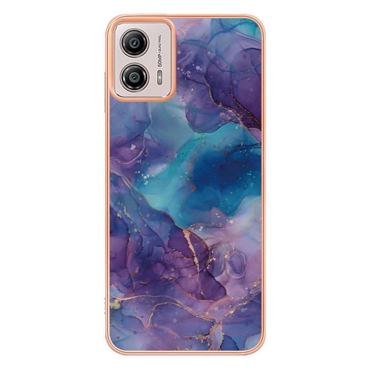 YB IMD Series-16 Style E Phone Case For Motorola Moto G53 5G / G23 4G / G13 4G IMD Marble Pattern 2.0mm TPU Cover - Purple