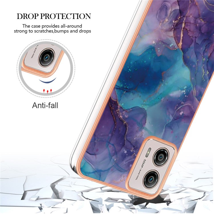 YB IMD Series-16 Style E Phone Case For Motorola Moto G53 5G / G23 4G / G13 4G IMD Marble Pattern 2.0mm TPU Cover - Purple